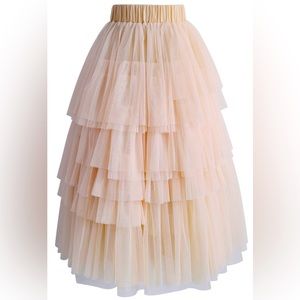 LOVE ME MORE LAYERED TULLE SKIRT IN NUDE PINK M/L